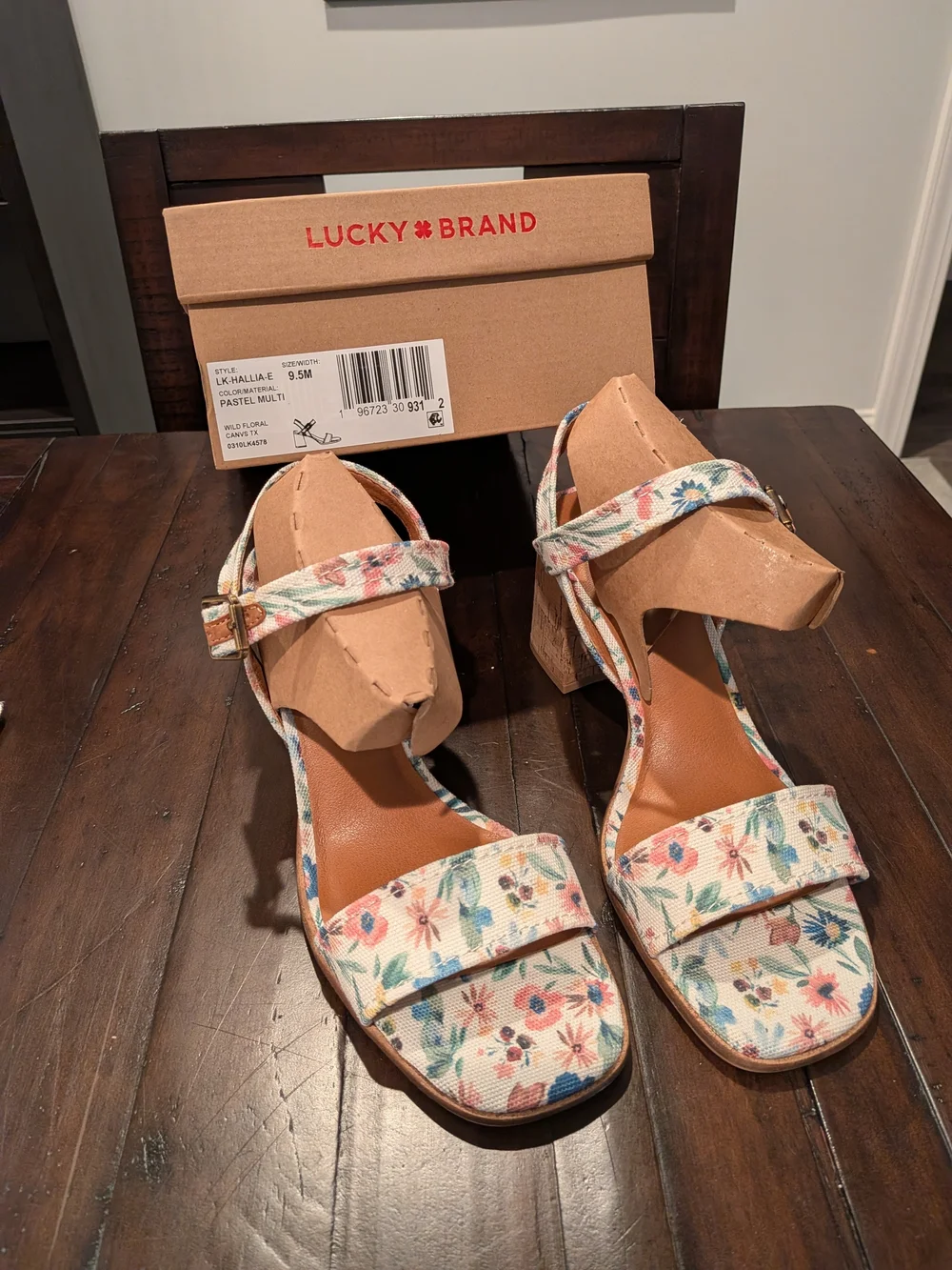 Lucky Brand Floral Hallia Block Heel Sandal - White Multi
